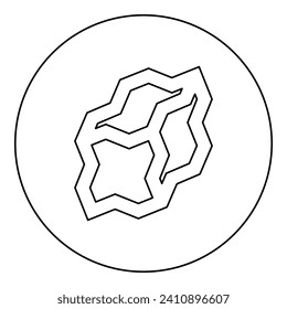 Coal charcoal icon in circle round black color vector illustration image outline contour line thin style