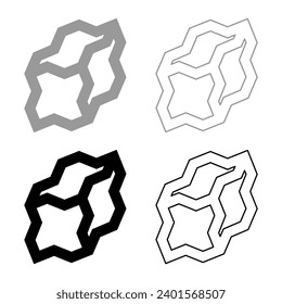 Coal charcoal set icon grey black color vector illustration image solid fill outline contour line thin flat style