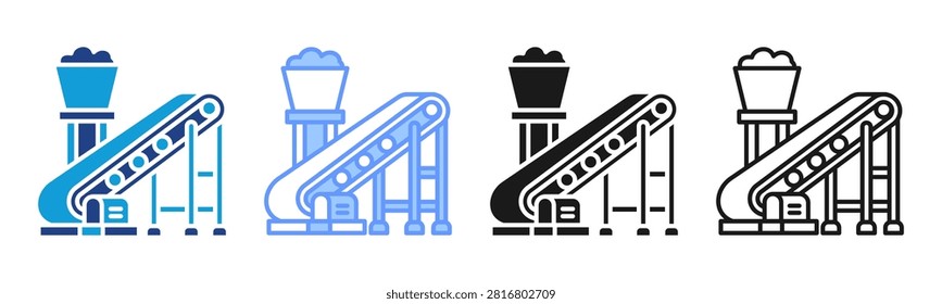 Coal Conveyor icon set multiple style collection
