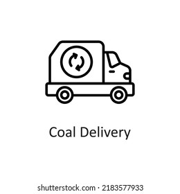 Coal Delivery vector Outline Icon Design illustration on White background. EPS 10 File 