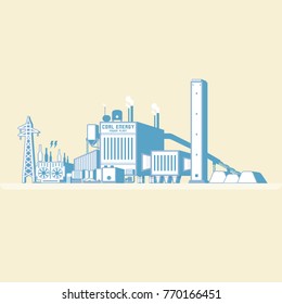 coal energy with boiler and steam turbine generate the electric in simple graphic