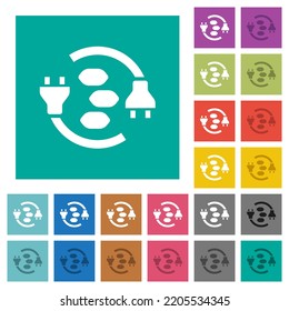 Iconos planos multicolores de energía de carbón en fondos cuadrados simples. Se incluyeron variaciones de iconos blancos y oscuros para efectos de movimiento o activos.