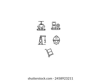 Iconos lineales perfectos del pixel de la extracción de carbón establecidos para el modo oscuro, claro. Equipo de la máquina de la industria pesada.