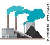 Coal factory vector plant building illustration on white
