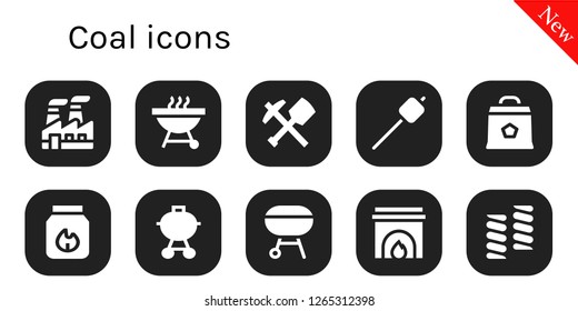  coal icon set. 10 filled coal icons. Simple modern icons about  - Industry, Barbecue, Mine, Marshmallow, Charcoal, Fireplace