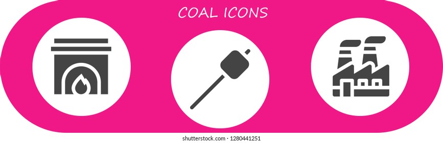  coal icon set. 3 filled coal icons. Simple modern icons about  - Fireplace, Marshmallow, Industry