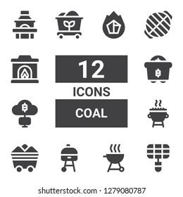 coal icon set. Collection of 12 filled coal icons included Grill, Coal, Mining, Fireplace, Charcoal