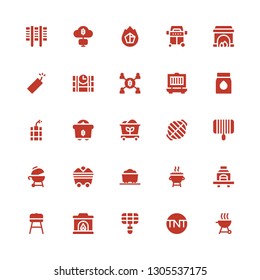 coal icon set. Collection of 25 filled coal icons included Grill, Tnt, Fireplace, Barbecue, Coal, Mining, Dynamite, Dinamite, Charcoal
