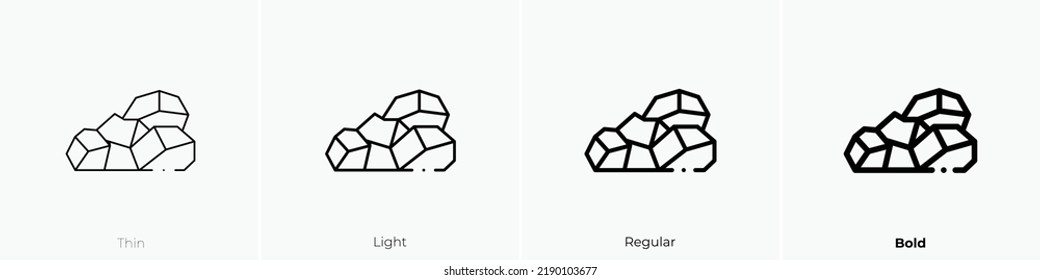 coal icon. Thin, Light Regular And Bold style design isolated on white background