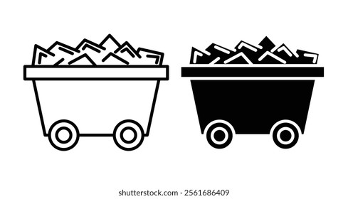 Coal Icons set in solid and thin line style