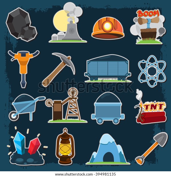 Coal industry icons, characters, icon set\
for infographics.