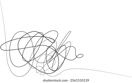 Coal line sketch, Seamless vector of scribble patterns, Ink pen scrawls, Random chaotic lines. Hand drawing insane tangled scribble clew, random chaotic pen doodle strokes art.eps8