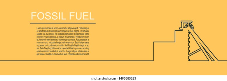 Coal machinery factory. Mining machinery outline icon. Horizontal thin line style web banner.