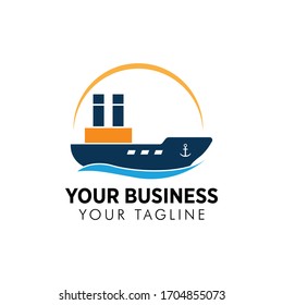 Coal and Mine Cargo ship vector logo template