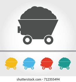 Coal Mine Cart Single Icon Vector Illustration 