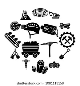 Coal mine icons set. Simple illustration of 16 coal mine vector icons for web