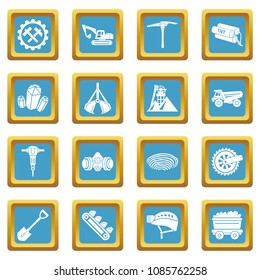 Coal mine icons set vector sapphirine square isolated on white background 