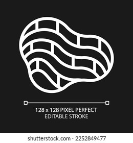 Coal mine pixel perfect white linear icon for dark theme. Lode of fossil fuel in earth. Extraction of rock and ore. Thin line illustration. Isolated symbol for night mode. Editable stroke