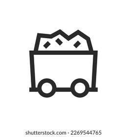 Coal mine trolley, linear style icon. Editable stroke width