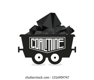 Coal mine trolley, mining cart with coal