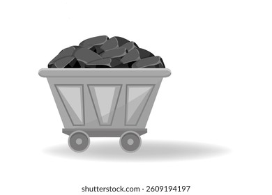 Coal mine trolley, mining industry concept cartoon vector Illustration