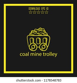 coal mine trolley sketch vector icon