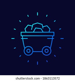coal minecart line vector icon