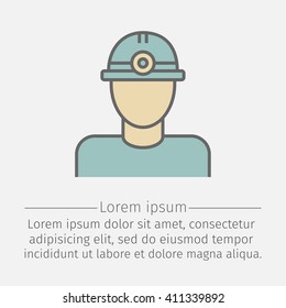 Coal miner flat icon for web