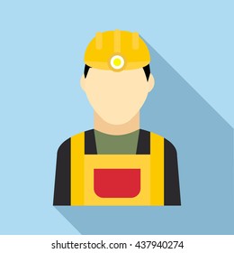 Coal miner icon in flat style