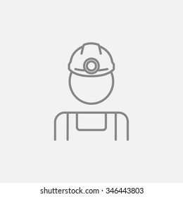 Coal miner line icon for web, mobile and infographics. Vector dark grey icon isolated on light grey background.