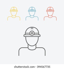 Coal miner line icon for web