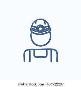 Kohlebergwerk, Vektorgrafik Symbol einzeln auf Hintergrund. Handgezeichnete Kohlebergbauer-Ikone. Kohlebergbau-Skizze für Infografik, Website oder App.