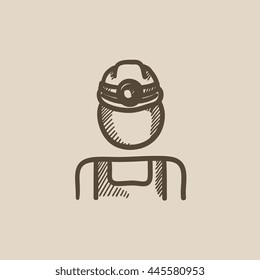 Coal miner vector sketch icon isolated on background. Hand drawn Coal miner icon. Coal miner sketch icon for infographic, website or app.
