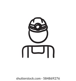 Coal miner vector sketch icon isolated on background. Hand drawn Coal miner icon. Coal miner sketch icon for infographic, website or app.
