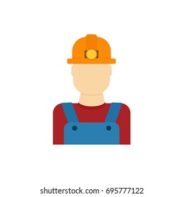 Coal miner worker icon. Vector illustration isolated on white background