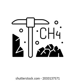 Coal mining black linear icon. Methane emissions from coal mines could do damage to earth atmosphere. Outline symbol on white space. Vector isolated illustration