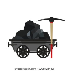 Coal mining cart with pickaxe