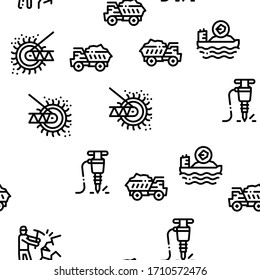 Línea delgada Vector De Patrón Sin Perforación Del Equipo De Minería De Carbón. Ilustraciones