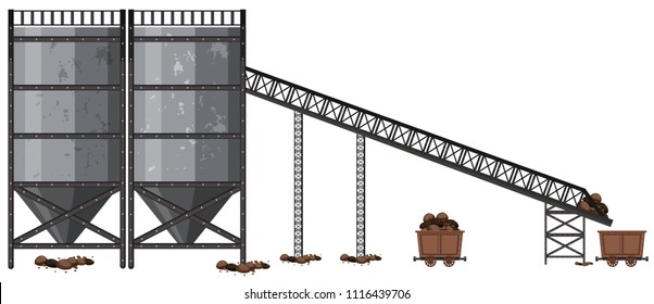 A Coal Mining Factory on WHite Background illustration