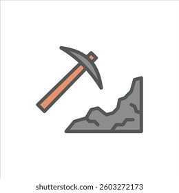 Coal Mining filled outline icon, Coal Mining color line illustration.
