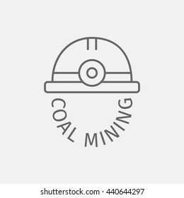 Coal mining helmet logo. Thin line icon. Vector illustration.