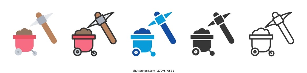 coal mining icon set multi style various collection