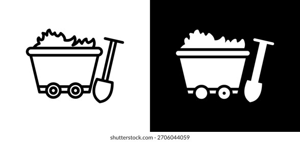 Ícone de mineração de carvão branco Ilustração de vetor preto