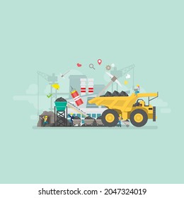 Concepto de Ilustración del Vector de la Industria de la Minería del Carbón