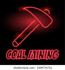 coal mining insignia with neon effect. vector illustration
