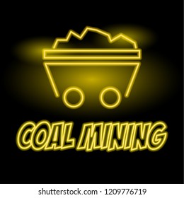 coal mining insignia with neon effect. vector illustration