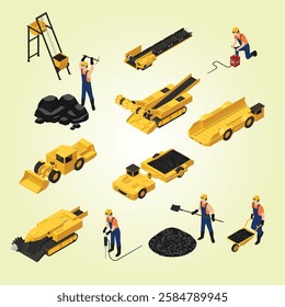 coal mining isometric flowchart 3d transport heavy equipment