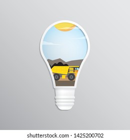 coal mining in light bulb graphic