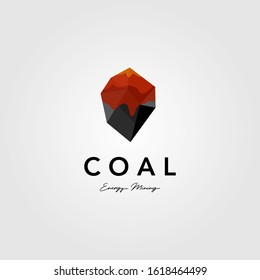 Coal Mining Logo Melting Hot Fire Vector Illustration Design