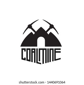 Coal mining logo with coal mine text and Coal mine icon